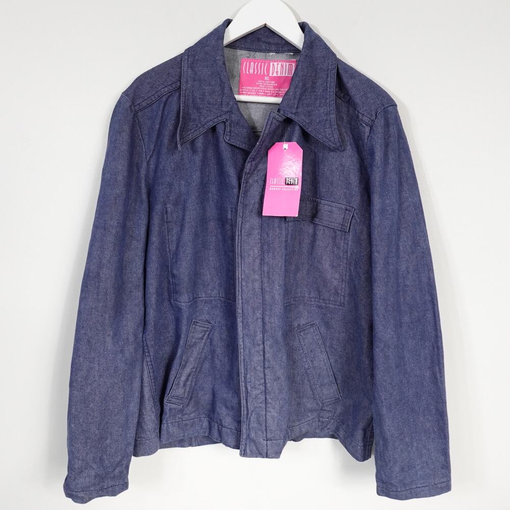 Vintage Adolphe Lafont Vintage Classic Denim Zip Women's Jean Jacket New Size XL